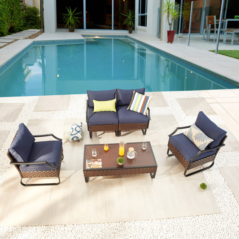 Heiman 4 - Person Patio Conversation Set with Cushions
