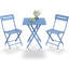 3-Piece Folding Outdoor Bistro Set, Weather Resistant Steel Frame Patio Furniture with 2 Chairs & 1 Table, No Assembly Required-859293521