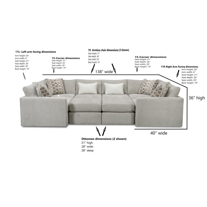 Canapé modulaire 8 pièces avec repose-pieds Nolte