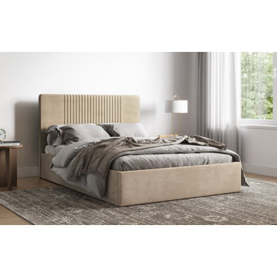 Upholstered Velvet Lift Up Storage Bed