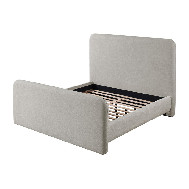 Lit plateforme tapissier gris Hedon, Queen