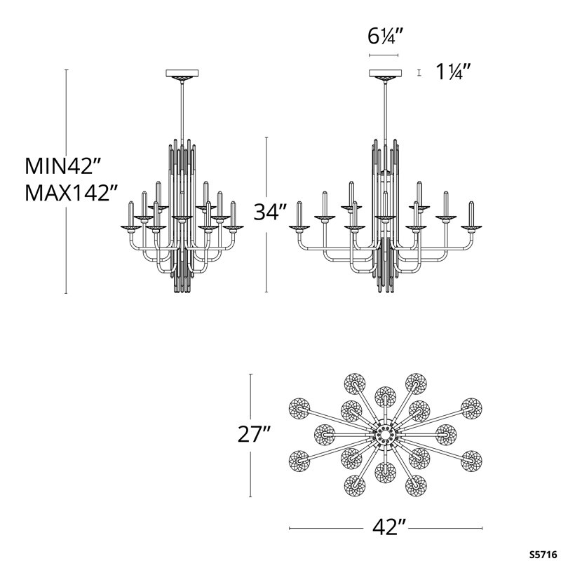 Calliope 16 Light Crystal LED Linear Chandelier, Soft Gold