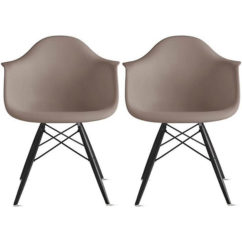 Higgs Dining Chair – Black Wood Leg Armchair with Plastic Seat, Eiffel Design – Modern Kitchen & Dining Room Side Chair – Mid-Century Accent Chair 