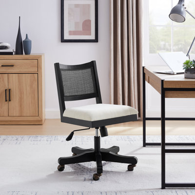 Donner Padded Seat Cane Back Swivel Office Chair by Bay Isle Home
