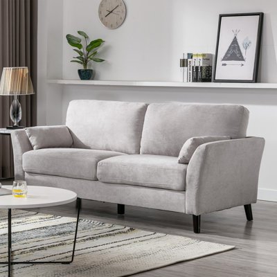 Woven Fabric Upholstered Sofa With 2 Pillows