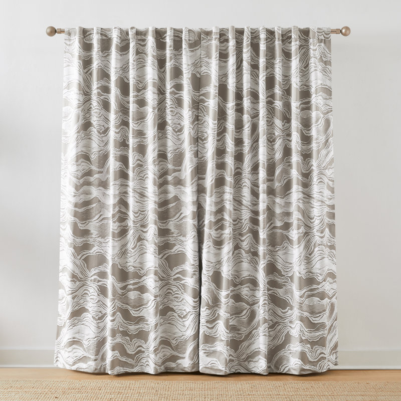 Ensemble de 2 rideaux occultant en coton Cascade Wave, Gris