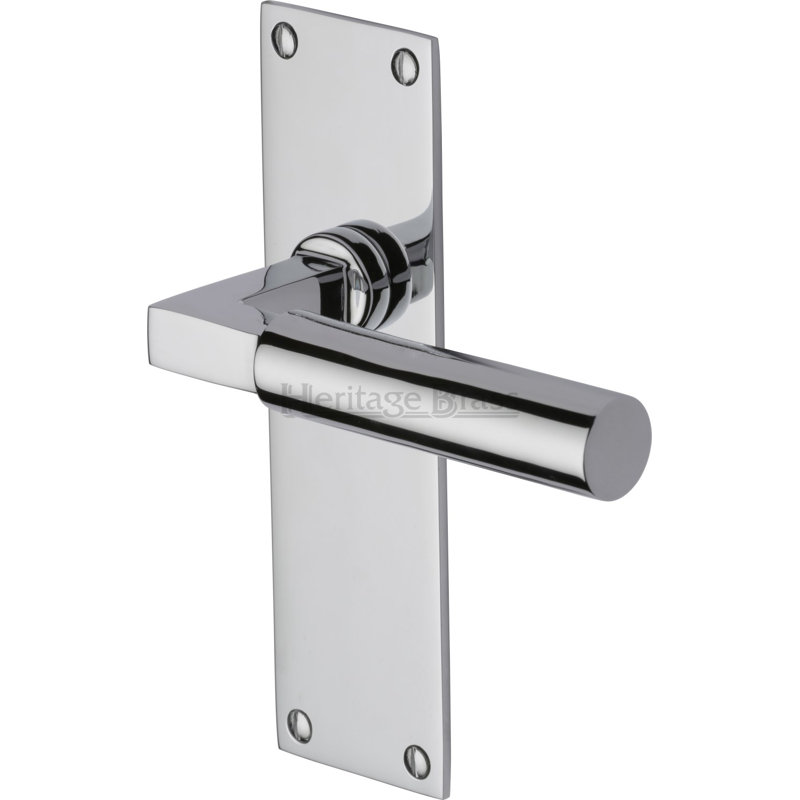Heritage Brass Heritage Door Handle Lever Latch Bauhaus Design, Polished Chrome