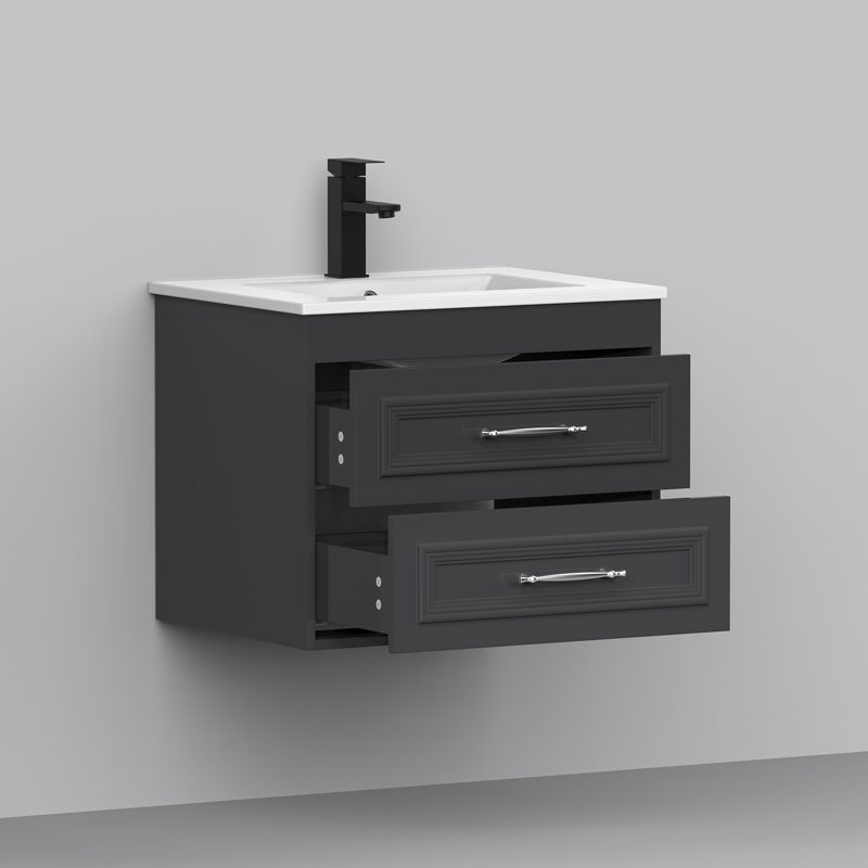 Ensemble de meuble-lavabo simple avec comptoir en céramique, Noir, H 19,5 po x l 24 po x P 17,9 po