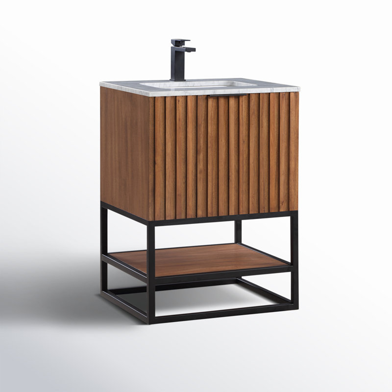 Terra 24'' W Single Vanity, Carrara Marble/Single Faucet Mount, Matte Black