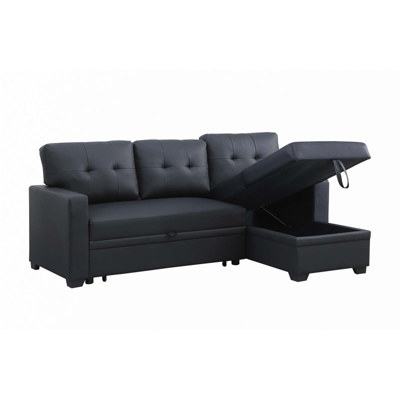 Upholstered Pull out Sectional Sofa with Chaise