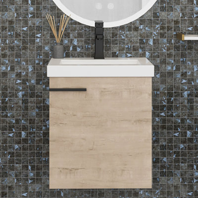 Meuble-lavabo mural simple 18 po avec comptoir en céramique Delberta