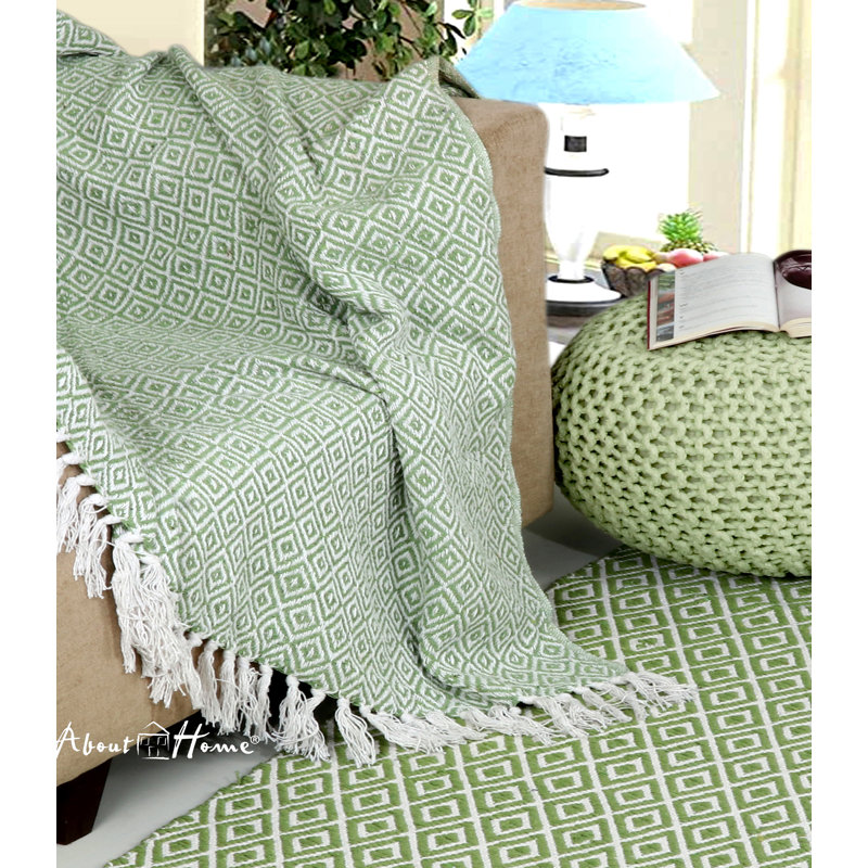 Cotton Throw, W127 x L152cm, Sage Green