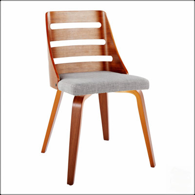 Ensemble de chaises de salle à manger d'appoint en bois de noyer de style moderne du milieu du siècle, avec des sièges rembourrés en tissu tissé moelleux pour un confort optimal.