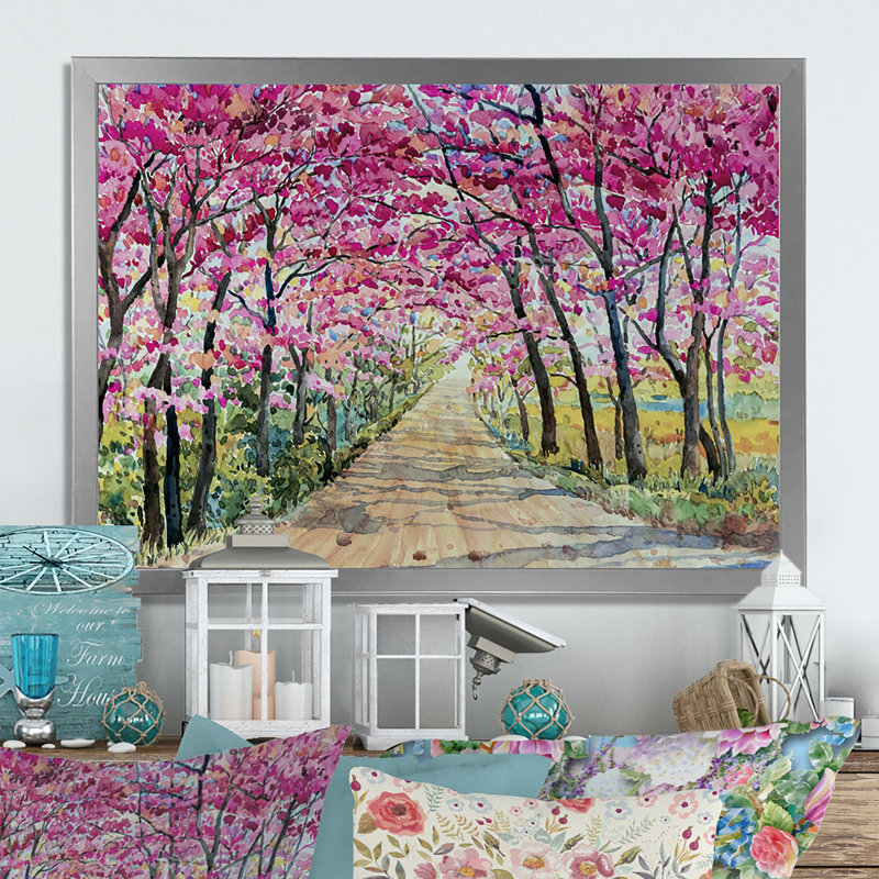 «Path To The Enchanted Pink Forest», reproduction sur toile flottante, Impression encadrée, H 8 po x l 12 po, Argent