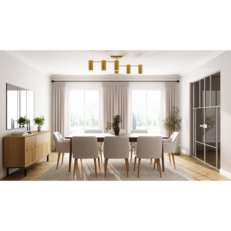 Foreland 6-Light Semi-Flush Mount, Brushed Gold