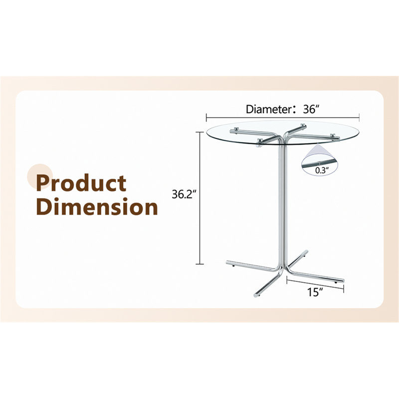 Table haute ronde pour petits espaces et cuisines, Argent