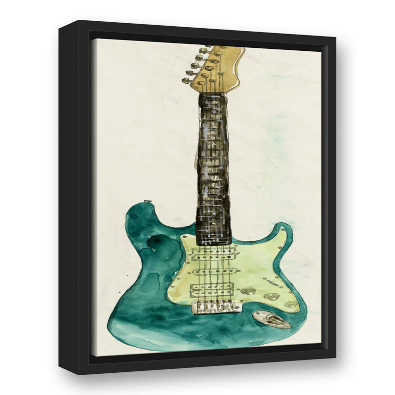 Guitare lumineuse sur toile, H 17,75 po x l 13,75 po x P 1,75 po, Cadre flottant noir