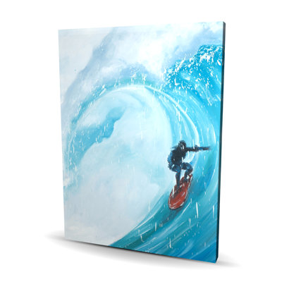 Surfer on a Big Wave - Blue Sports Canvas for Home Decor