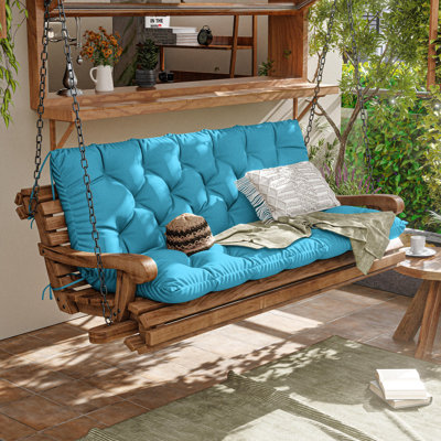 Outdoor 5" Bench Cushion For 2-3 Seaters, Porch Waterproof Swing Cushion With Backrest