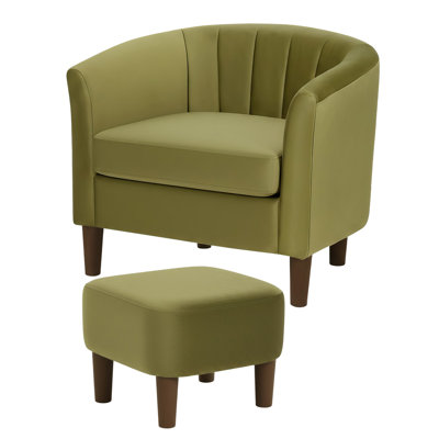 Accent Chair With Ottoman Modern Living Room Chair For Reading & Relaxing Cozy Velvet Armchair Sofa Chair For Living Room Bedroom Apartment