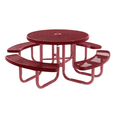 46In Round Picnic Table, Expanded, Burgundy