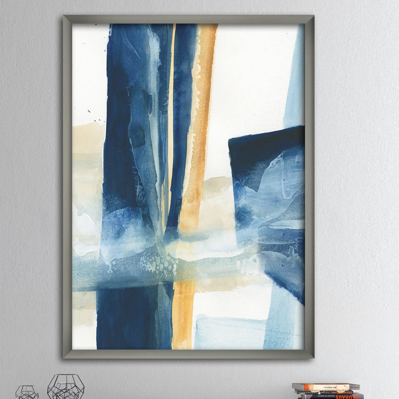 « indigo panel iv », reproduction d’image sur toile, Cadre argenté, H 20 po x l 12 po x P 1po