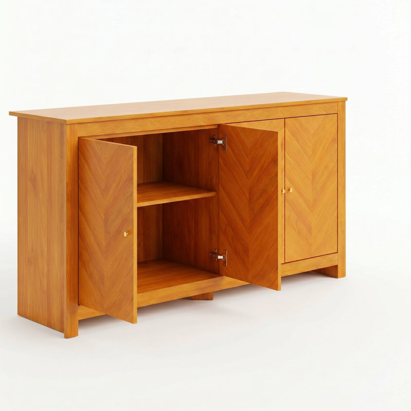 Buffet de rangement moderne à 4 portes et chevrons 58,4 po Aleshire