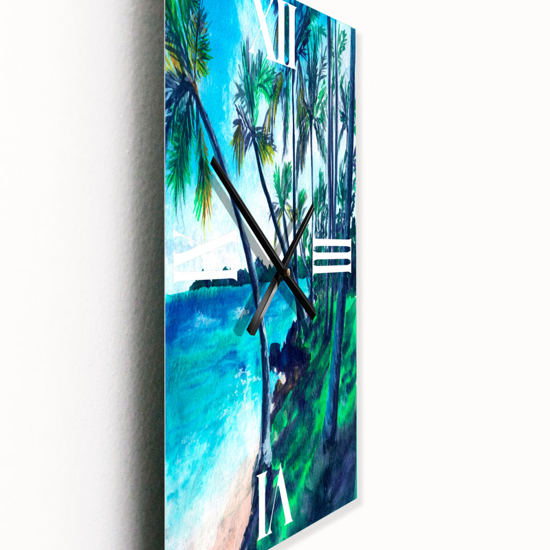 Tropical Beach in Summer Paradise - Horloge murale nautique et côtière, Grand