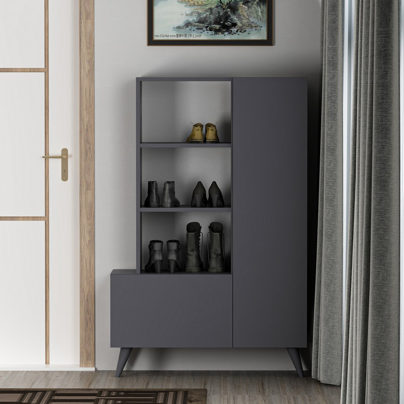 Baneen 8 Pair Shoe Storage Cabinet, Anthracite