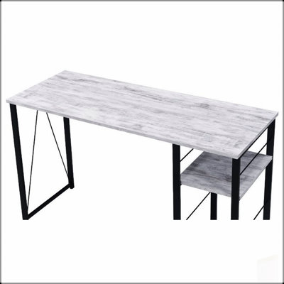 Bureau d'écriture rectangulaire avec tablette à 2 niveaux, design rustique et industriel pour bureau à domicile et bureau