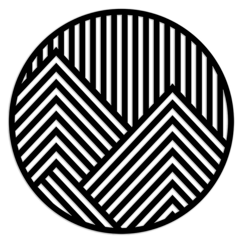 Art mural abstrait en forme de cercle fabriqué à partir de lignes - bouleau baltique naturel, H 32 po x l 32 po x P 0,25 po