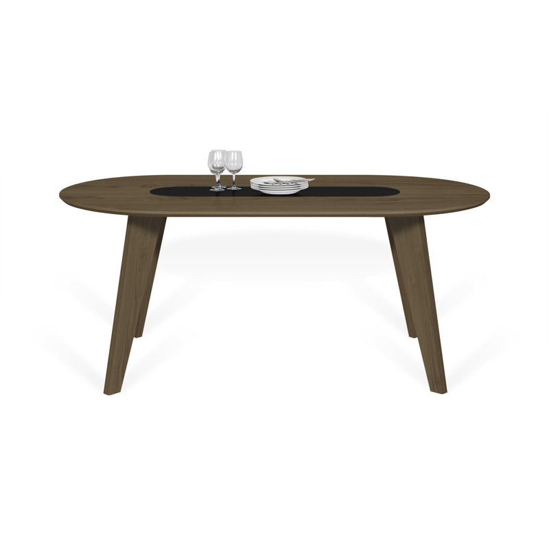 Caspian Oval Dining Table, Walnut Veneer/Black