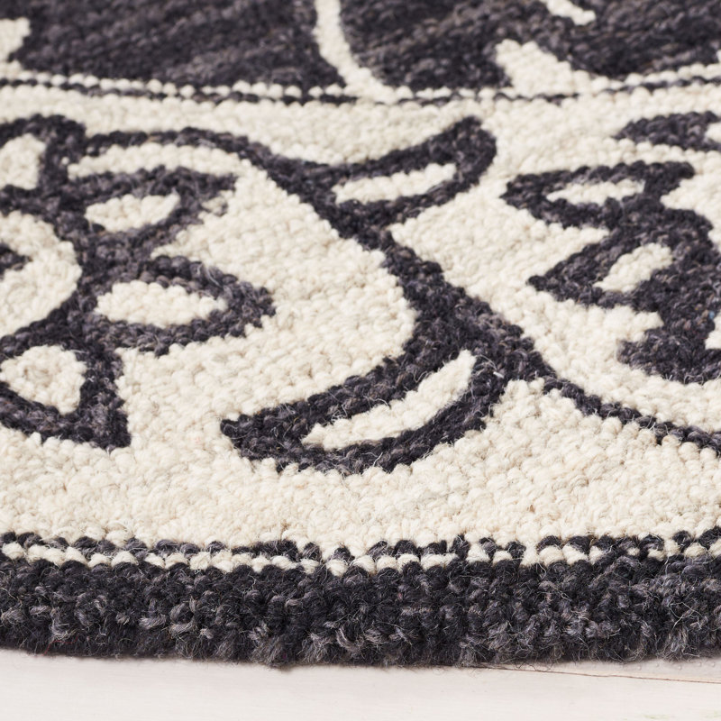 Tapis floral en laine touffeté à la main Abrakata, Rond 6 pi