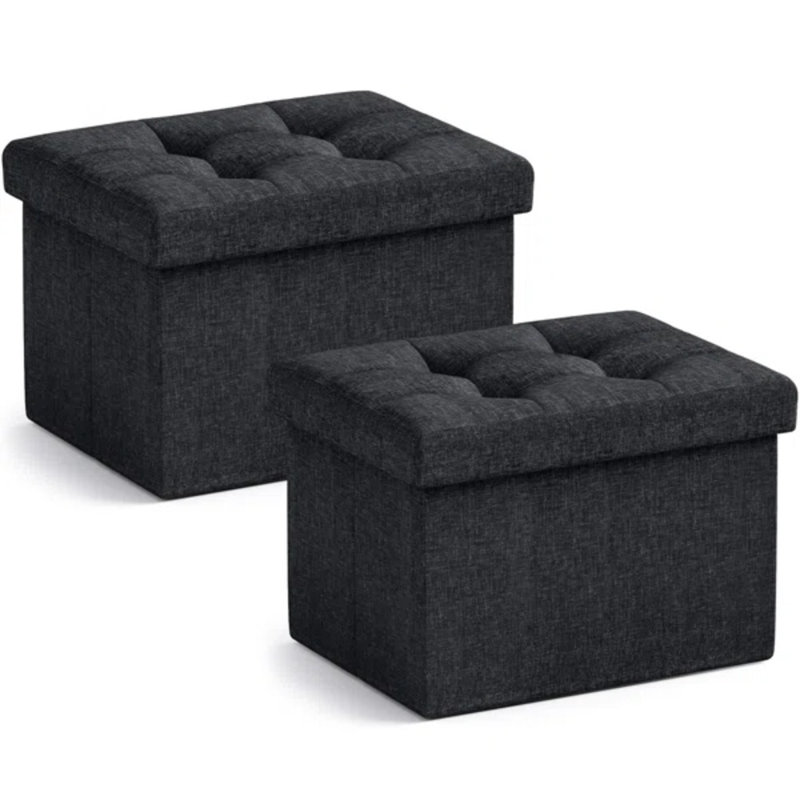 Repose-pieds avec rangement Michaelene, Noir, noir, noir, noir