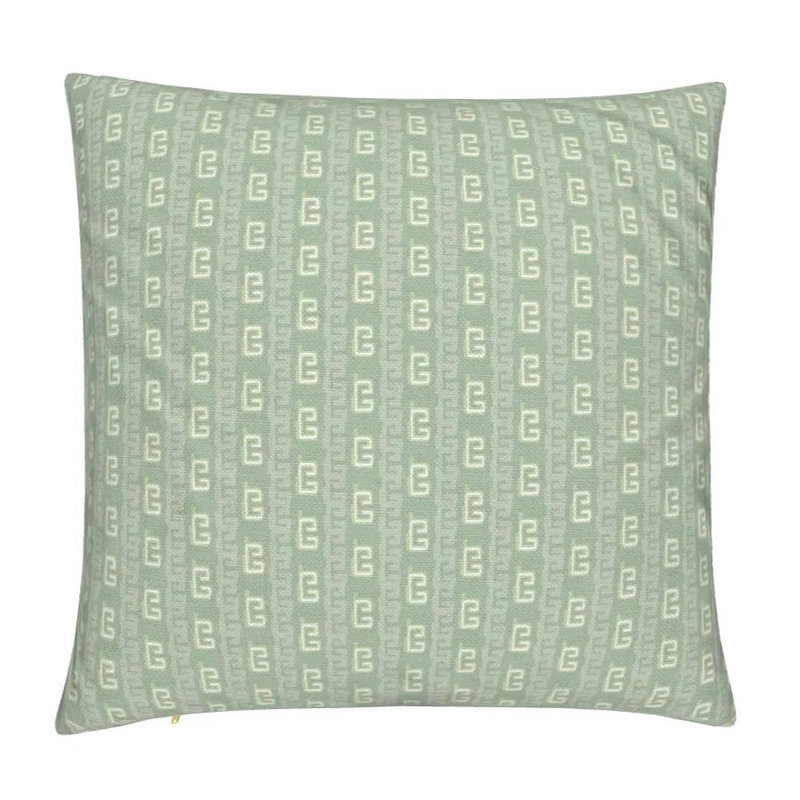 Gaga Greek Small Repeat Luxury Throw Pillow, Antique Jade, Square 22"