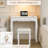 Makeup Vanity Set With 360° Rotating Led Lighted Mirror, 4 Drawers Dressing Table With Cushioned Stool For Bedroom & Bathroom