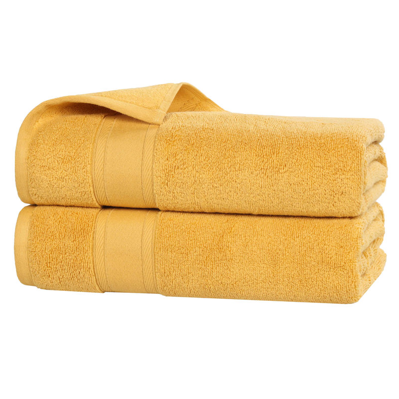 Ensemble de draps de bain en coton Blue Nile Mills Zero-Twist avec bordure Dobby - séchage rapide, Doré