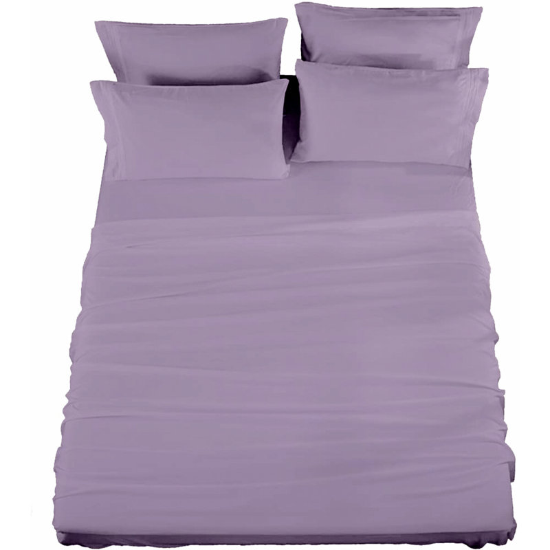 Raymond Waites Cotton Blend Sheet Set, Lavender, Full Sheet Set + 2 Fitted Sheets + 2 Pillowcases