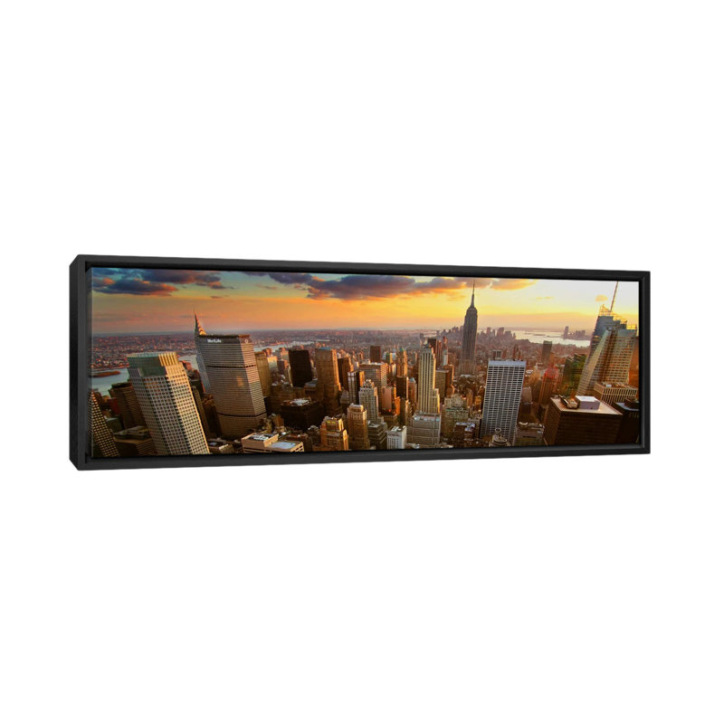 « new york horizon cityscape (coucher de soleil) », reproduction de photo sur toile, H 12 po x l 36 po x P 1,5 po
