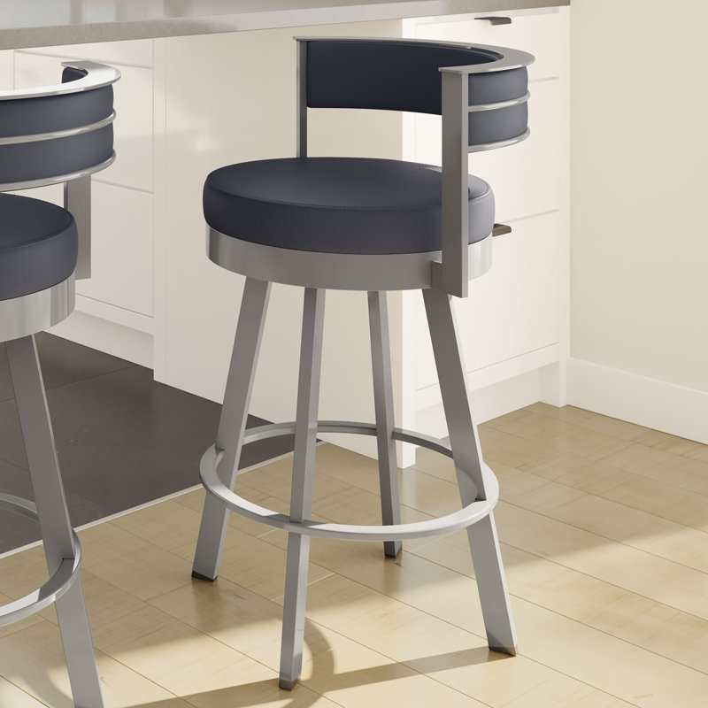 Tabouret de bar et de comptoir pivotant Matthews, Gris, Tabouret de comptoir (siège d'une hauteur de 26 p, Marine