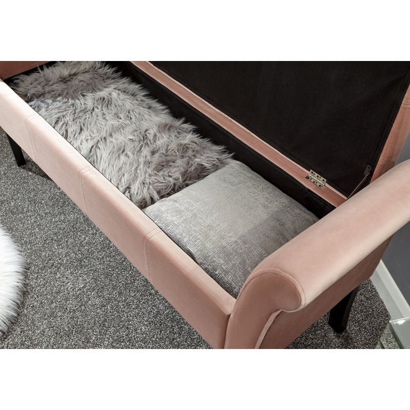Newtowne Upholstered Storage Bench, Blush Pink