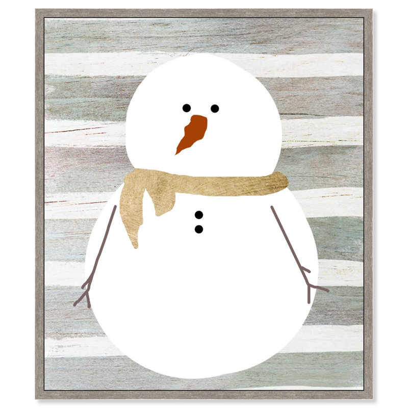«Snowman», reproduction d'impression sur papier, Cadre cuivre, H 24 po x l 20 po