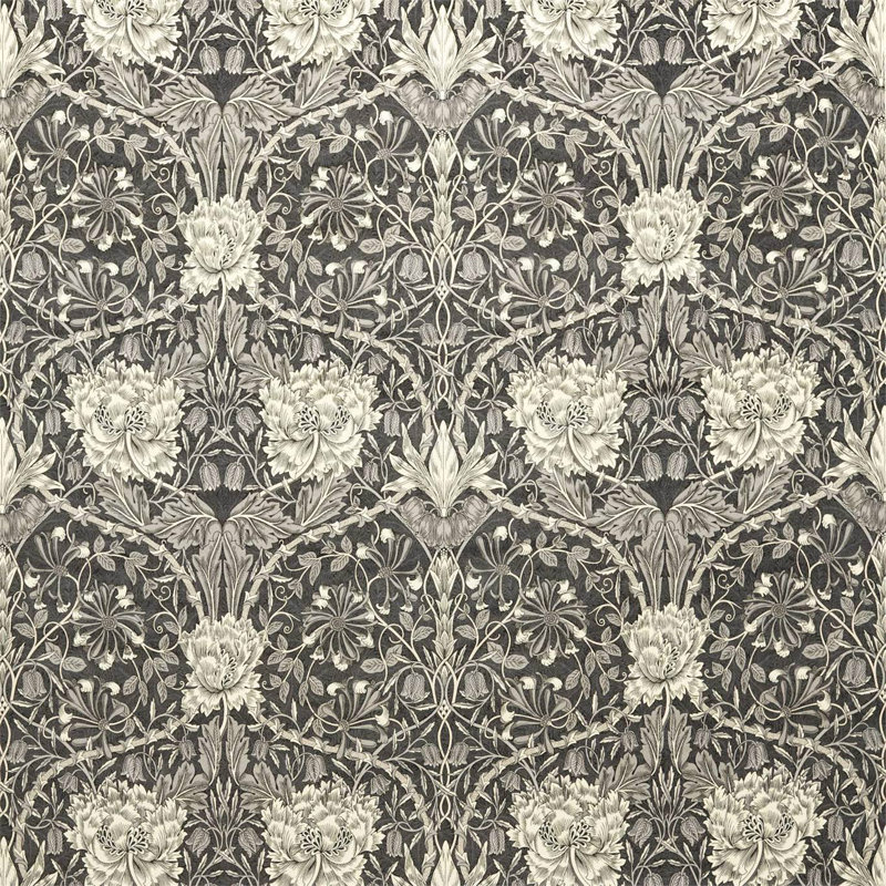 Honeysuckle & Tulip Fabric, Black Walnut/Stone