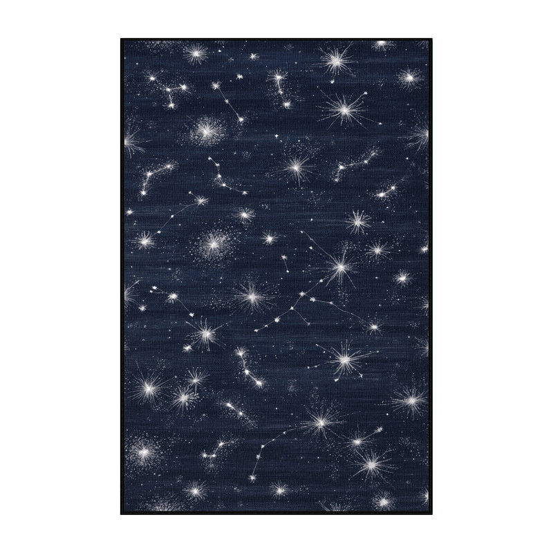 Washable Coastal Night Sky Coastal Area Rug, Rectangle 2' x 3'