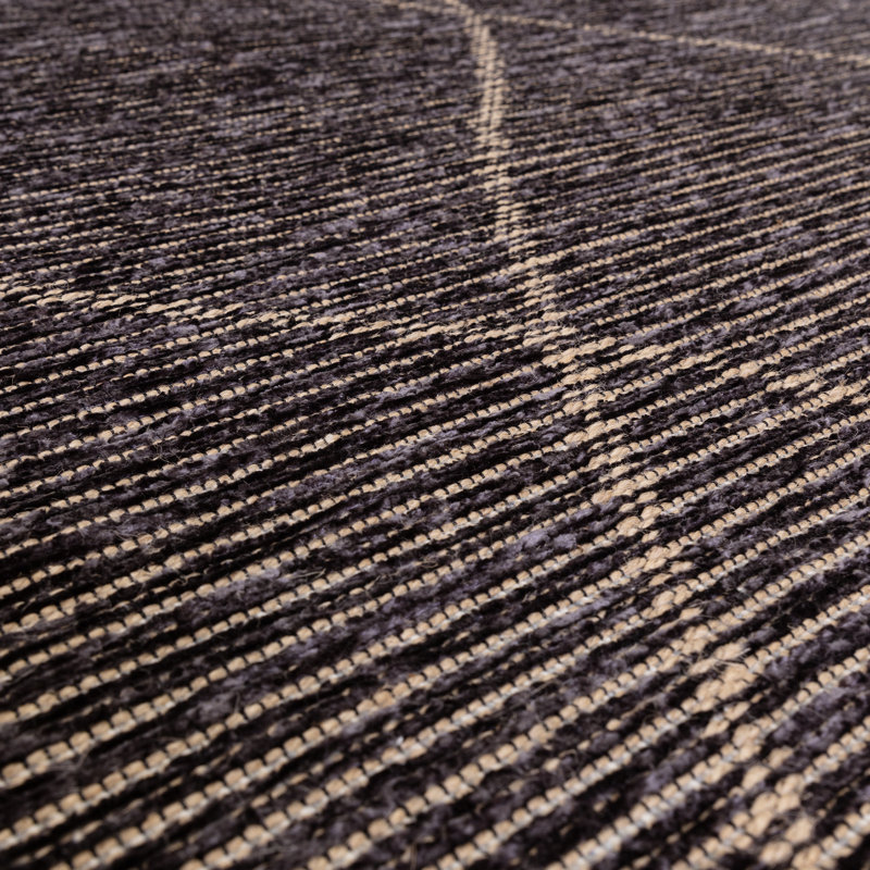 Eatontown Geo Machine Woven Flatweave Charcoal Rug, Rectangle 120 x 170cm
