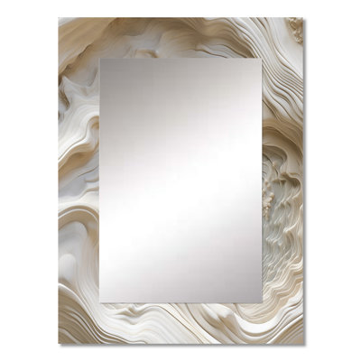 Cream Spiral Nebula II - Abstract Spirals Decorative Mirror, Modern Large Wall Mirror, Printed Metal Art