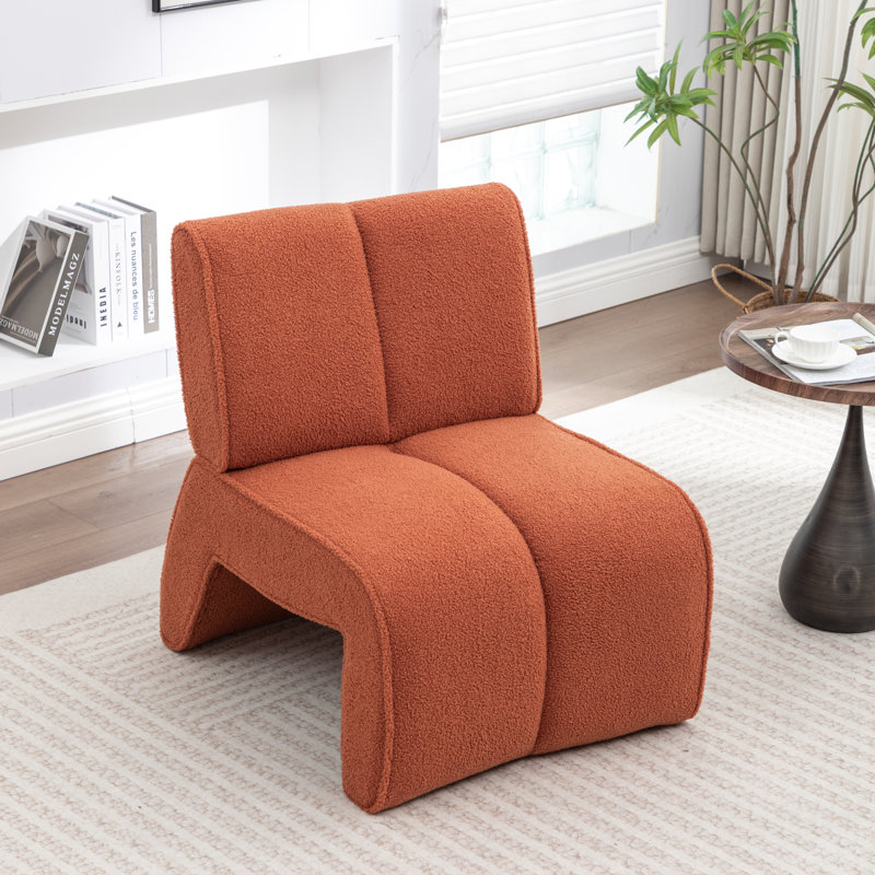 Mathias Upholstered Faux Fur Accent Chair, Orange