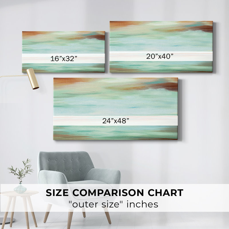 Endless Sky - Toile tendue avec châssis encadré - Prêt à accrocher, H 21 po x l 41 po, Doré