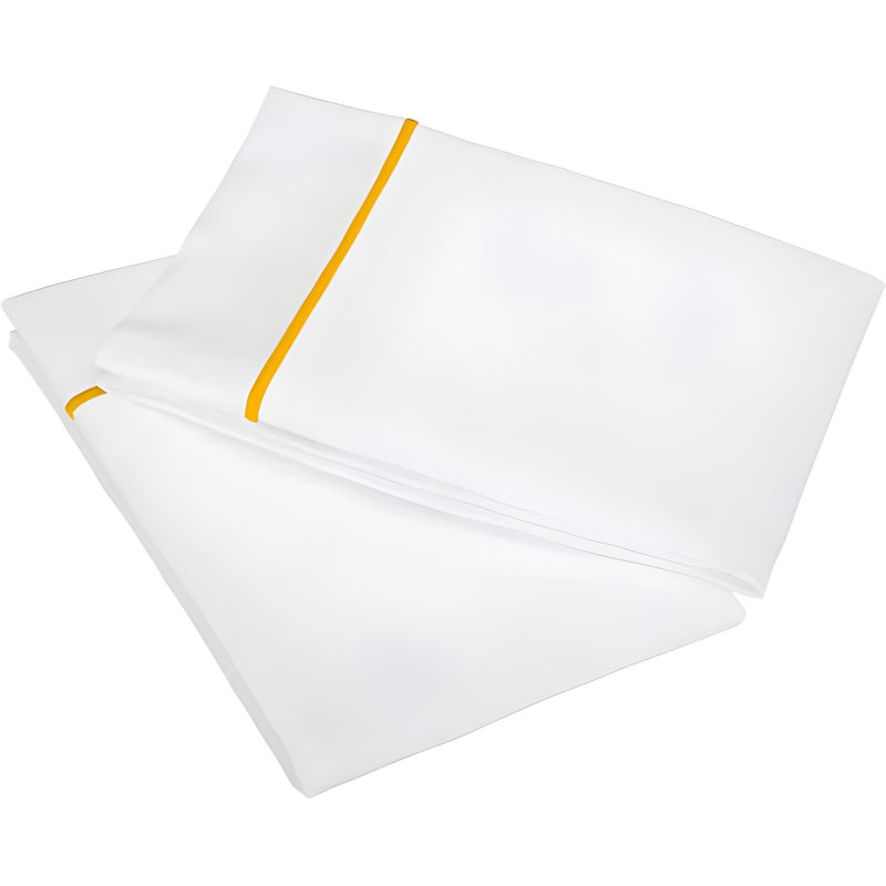 400TC Single Embroidery Cotton Sateen Pillowcases (Set Of 2), White/Gold