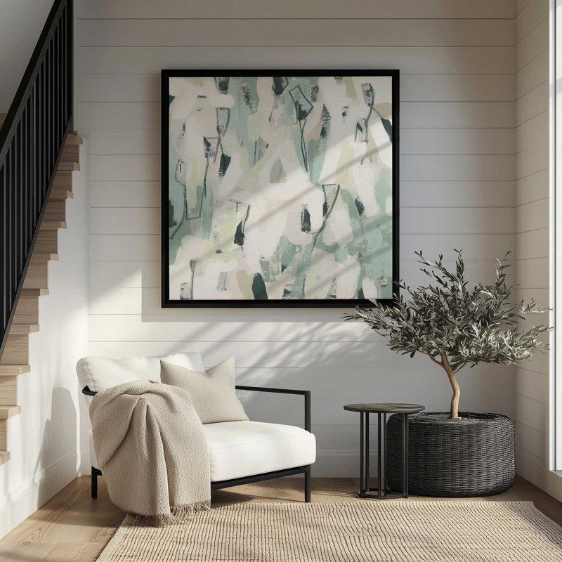 Sage Fragments II, reproduction sur toile dans un cadre, Chrome poli, H 12,75 po x l 12,75 po